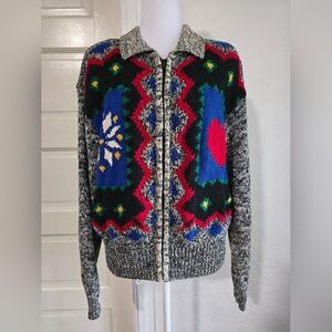 Vintage American Collectiom Colorful Geometric Knit Cardigan